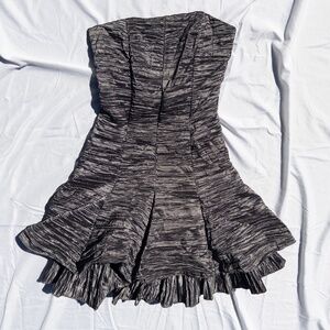 Vintage jessica McClintock formal mini dress silver size 6 tutu style